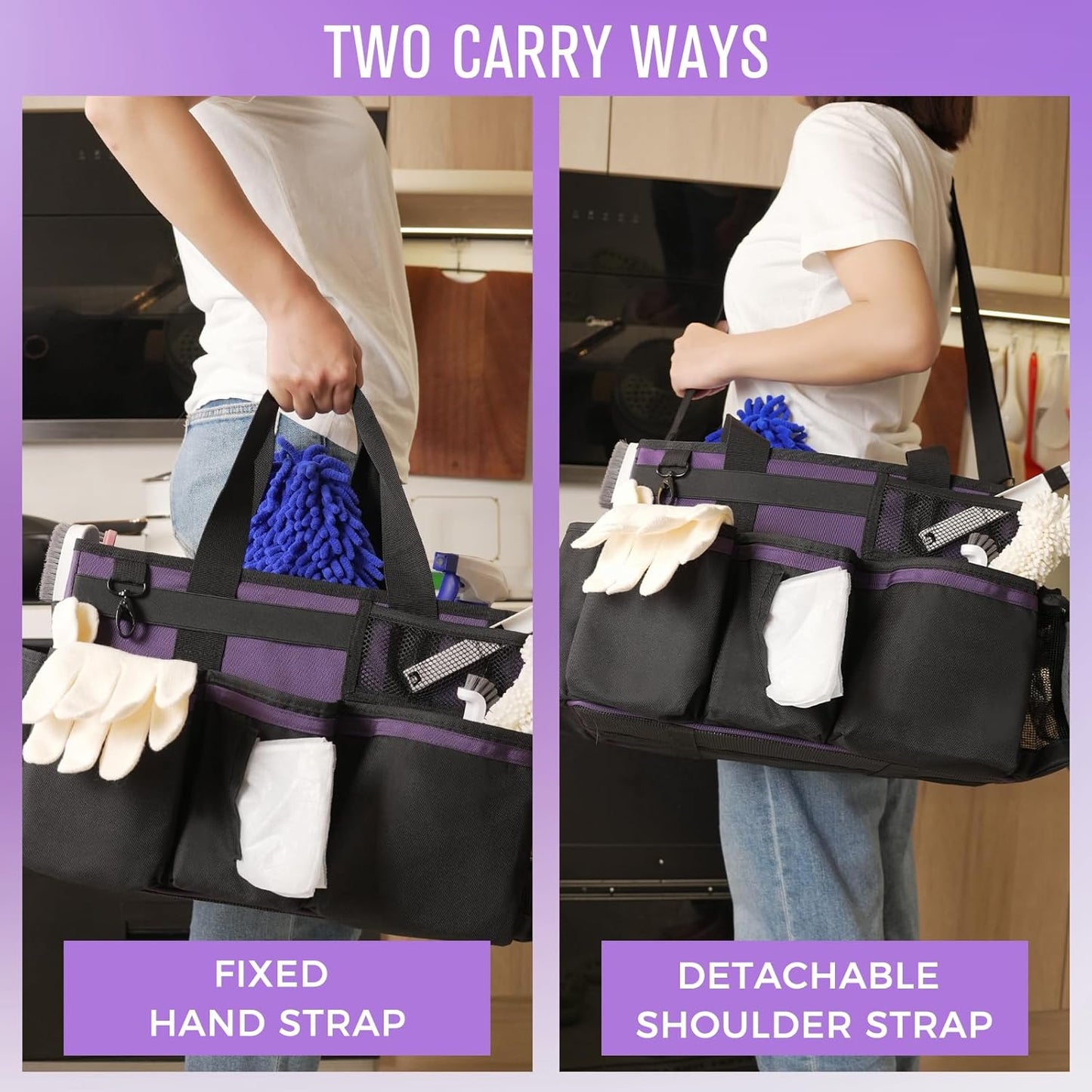 Wearable Cleaning Caddy, Cleaning Caddy Supplies Organizer with Handle & Shoulder Straps for