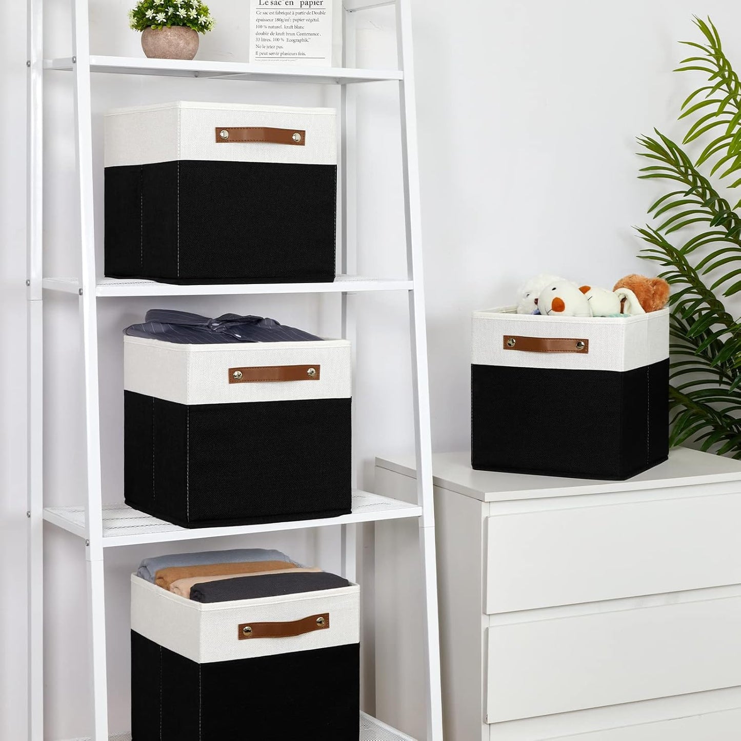 Temary 11 inch Cube Storage Bin 4 Pack Fabric Storage Cubes for Home, Fabric Storage Bin Storage