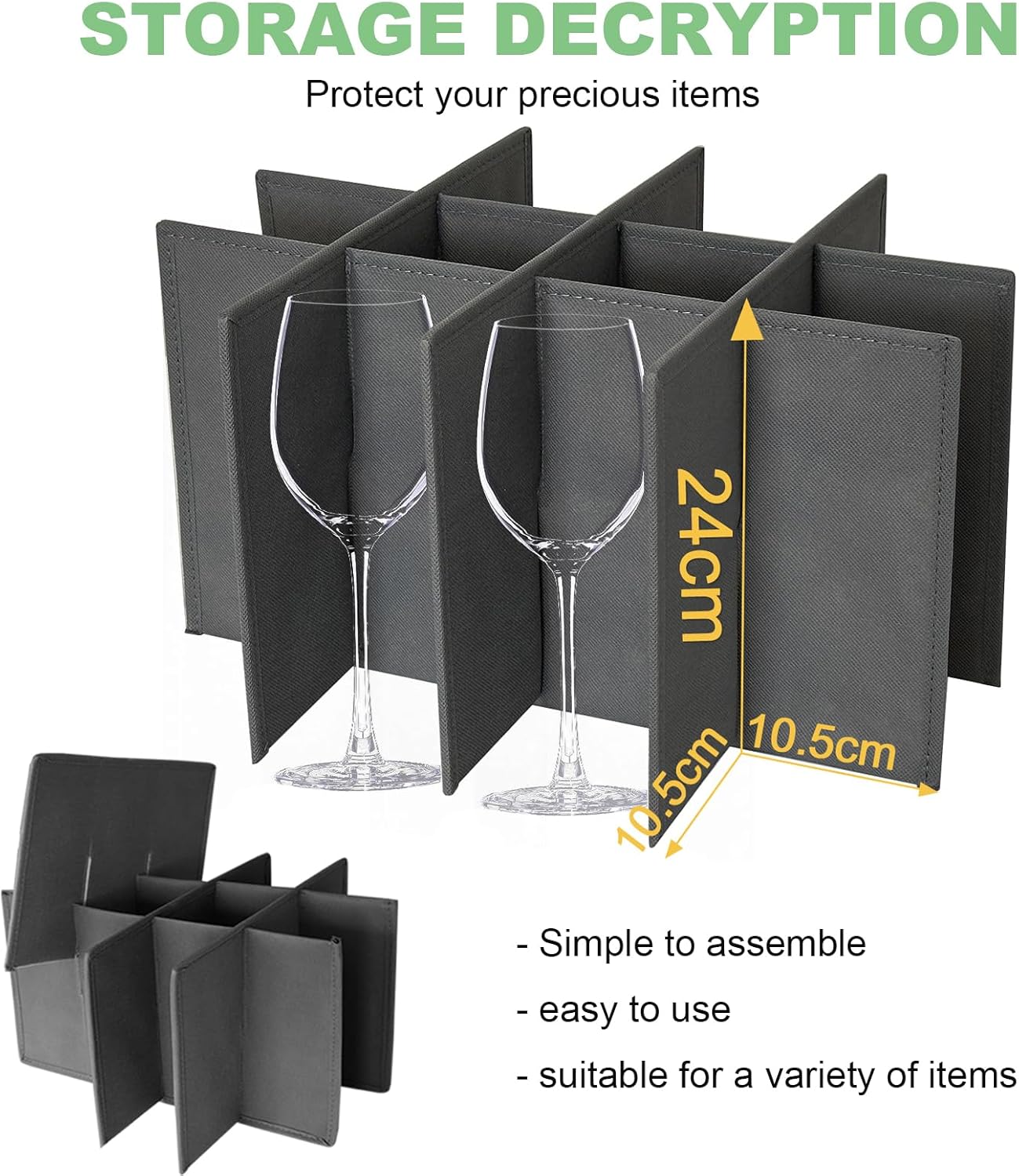 Wine Glass Sorage Box, Stemware Storage Cases with dividers, Hard Shell China Storage Containers 12