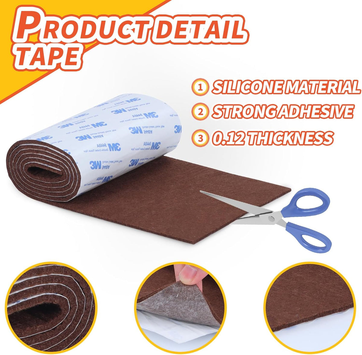 Felt Furniture Pads, Heavy Duty Felts Strip Roll with Adhesive Backing Felt Pads Furniture Feet
