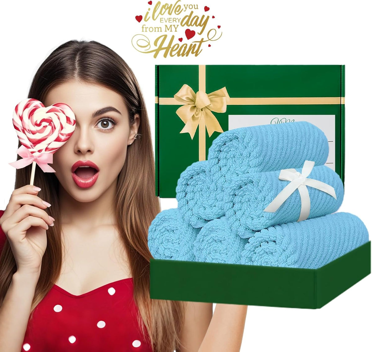 VOOVA & MOVAS Blue Washcloths (6PC, Large 13" x 13") - 100% Cotton | Lightweight | Thick | Quick