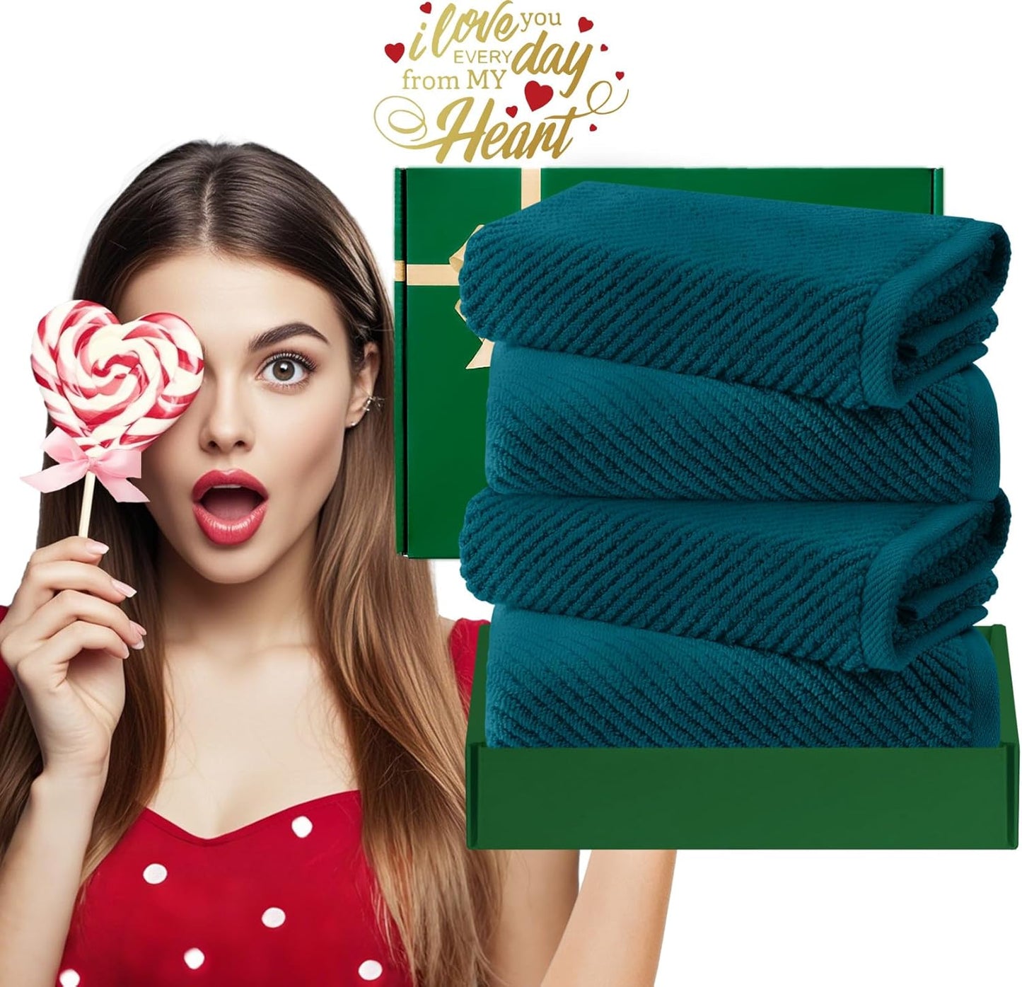VOOVA & MOVAS Bathroom Hand Towels - 4PC Large 18" x 28", 100% Cotton | Lightweight | Thick | Quick
