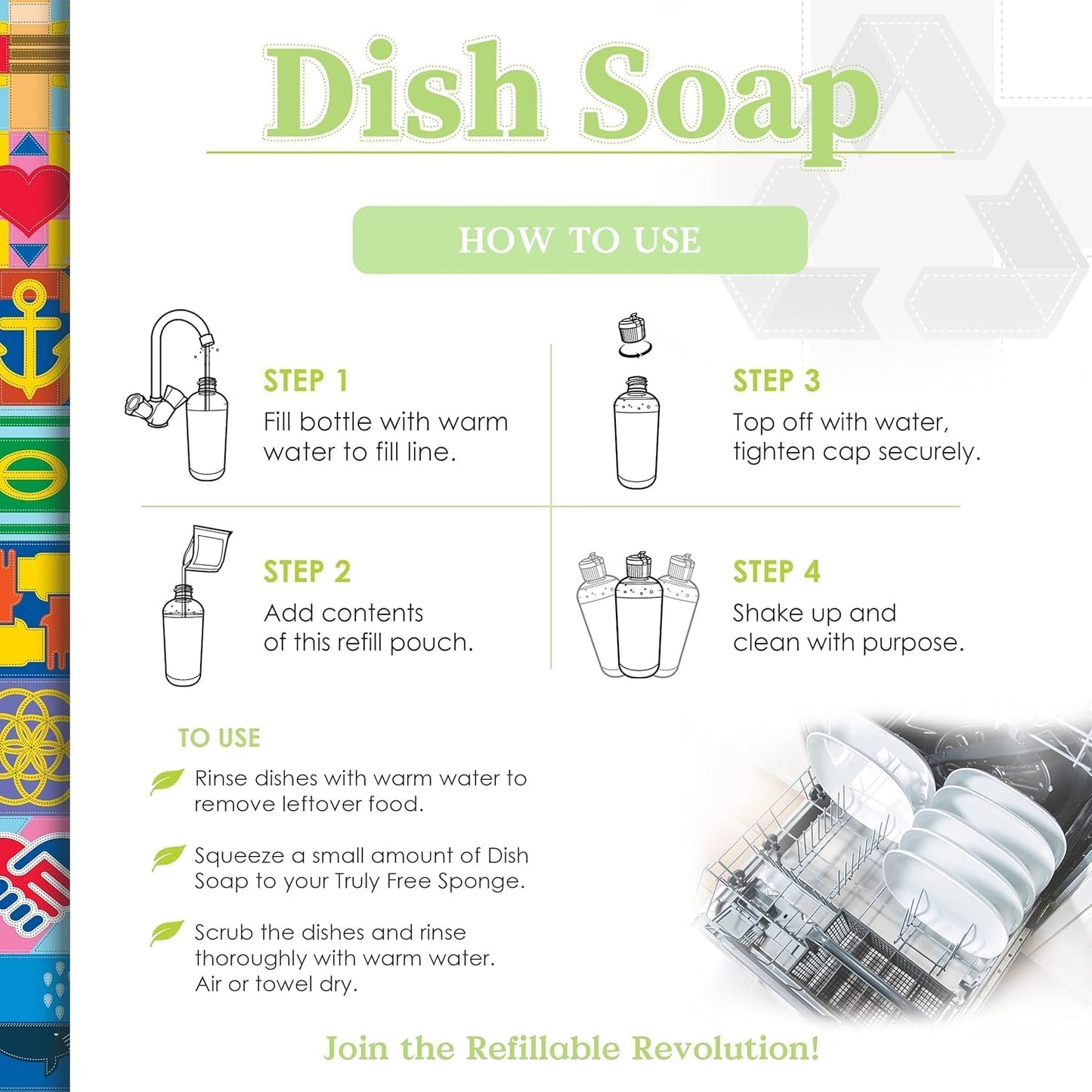 Truly Free Natural Concentrated Dish Detergent Dishwashing Liquid | Plant-Based Dish Soap | Sweet