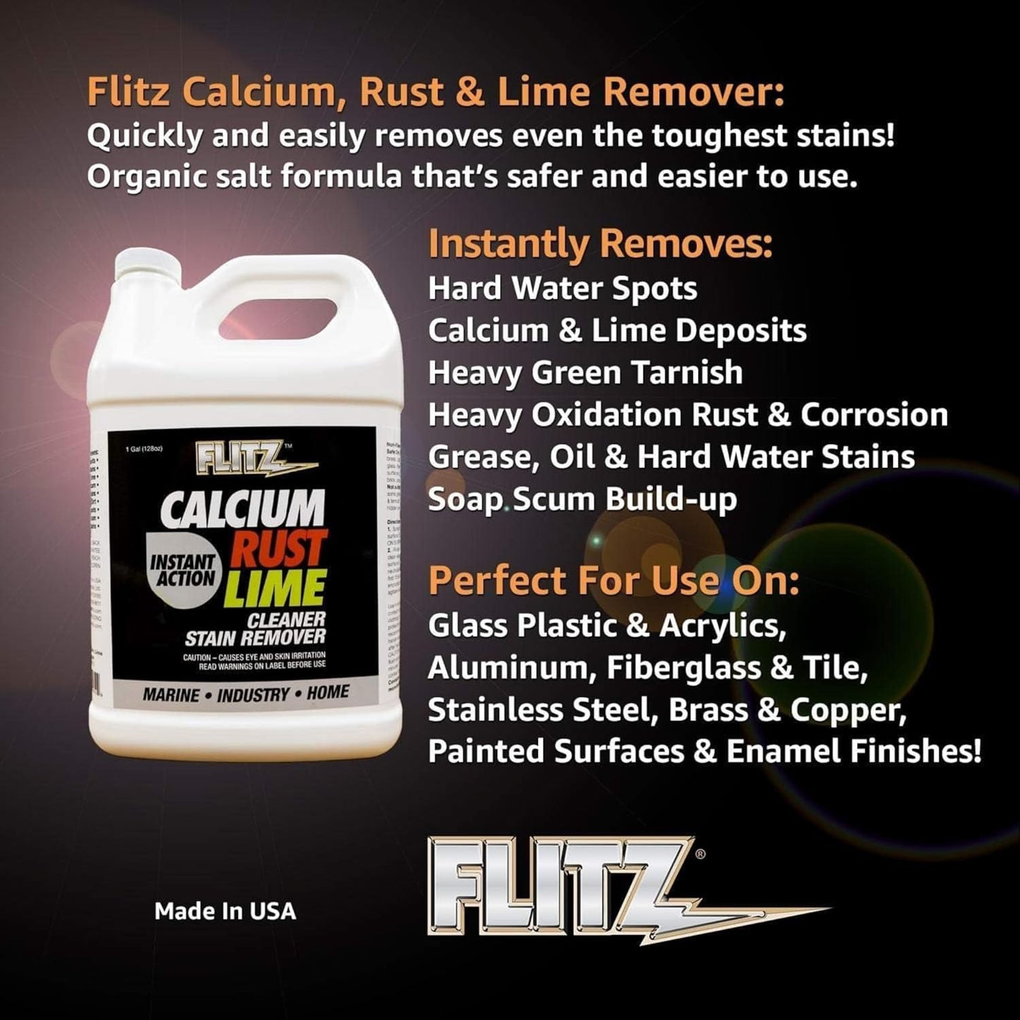 Flitz Calcium, Rust, & Lime Remover - 1 Gallon Bottle of USA-Made Limescale Remover for Toilets