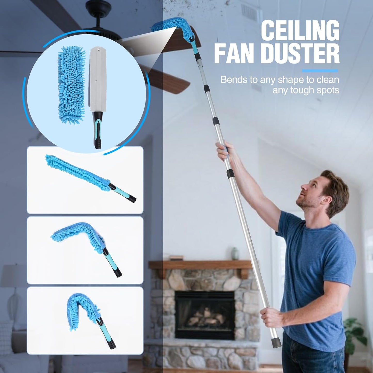 Lineslife Cobweb Duster,Washable Cleaning Duster Kit with Flexible Microfiber Duster Head, 1 *