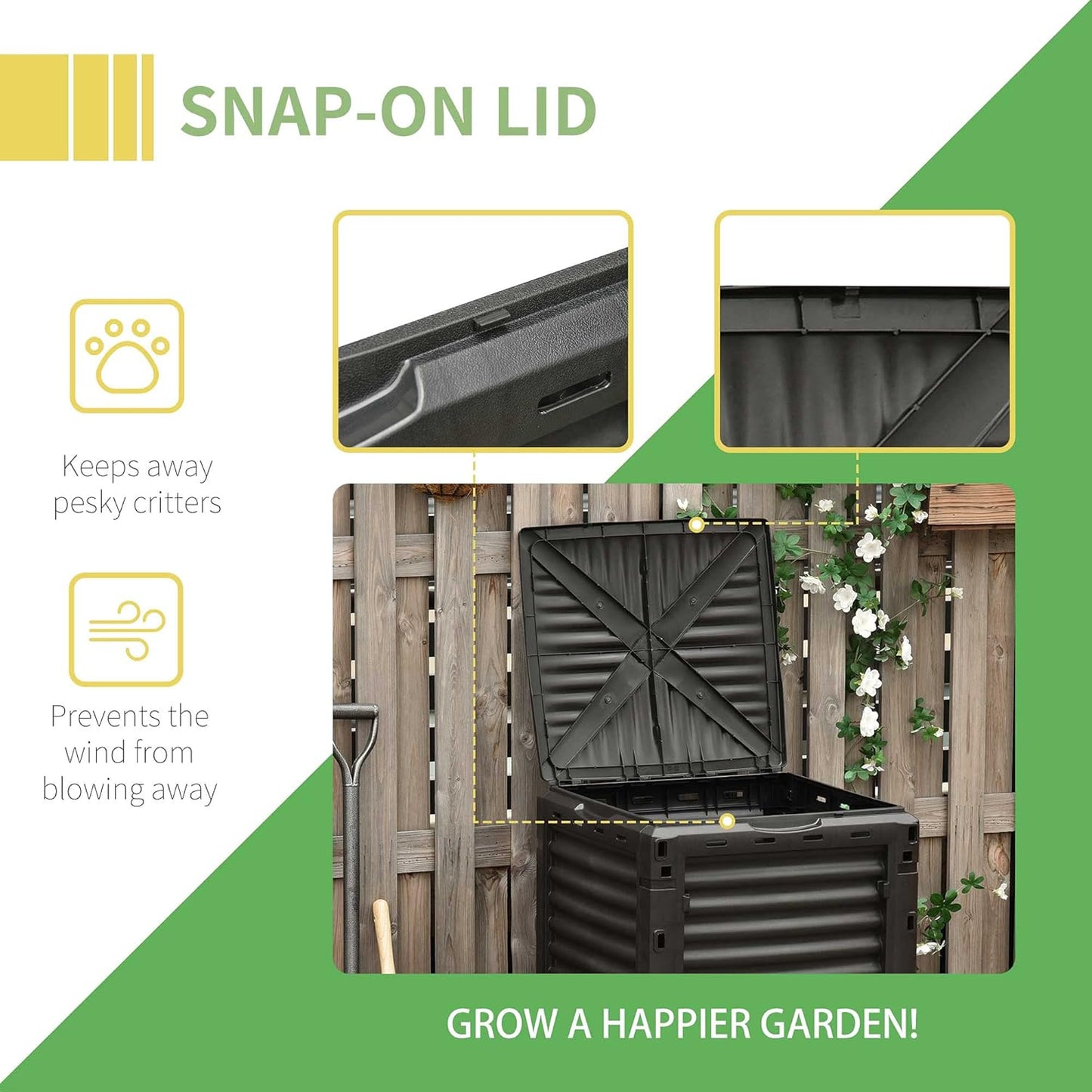 Outsunny Garden Compost Bin 80 Gallon Outdoor Large Capacity Composter Fast Create Fertile Soil