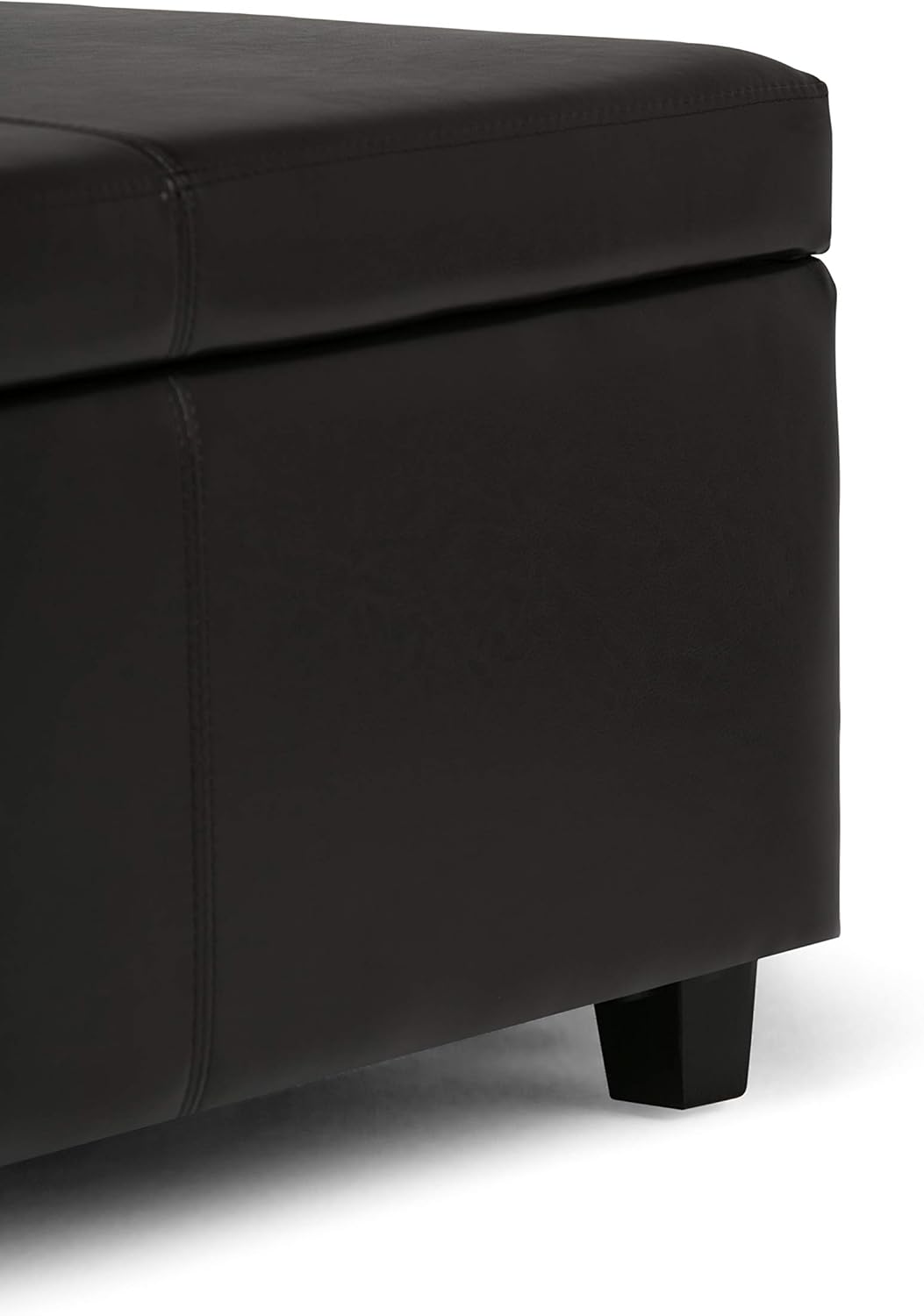 SIMPLIHOME Avalon 48 inch Wide Contemporary Rectangle Storage Ottoman Bench in Tanners Brown Vegan