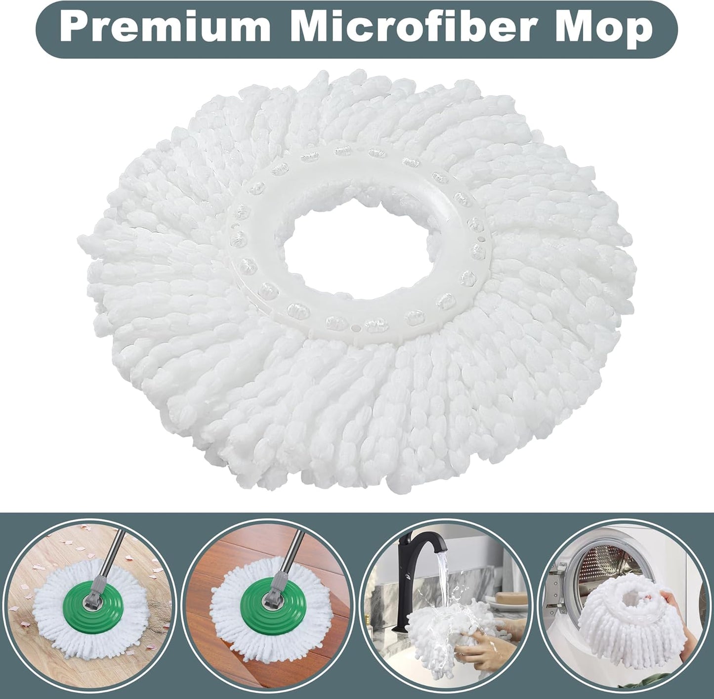 Dual Compartment Spin Mop and Bucket, Mop and Bucket with Wringer Set,360°Rotating Spinning Mopping