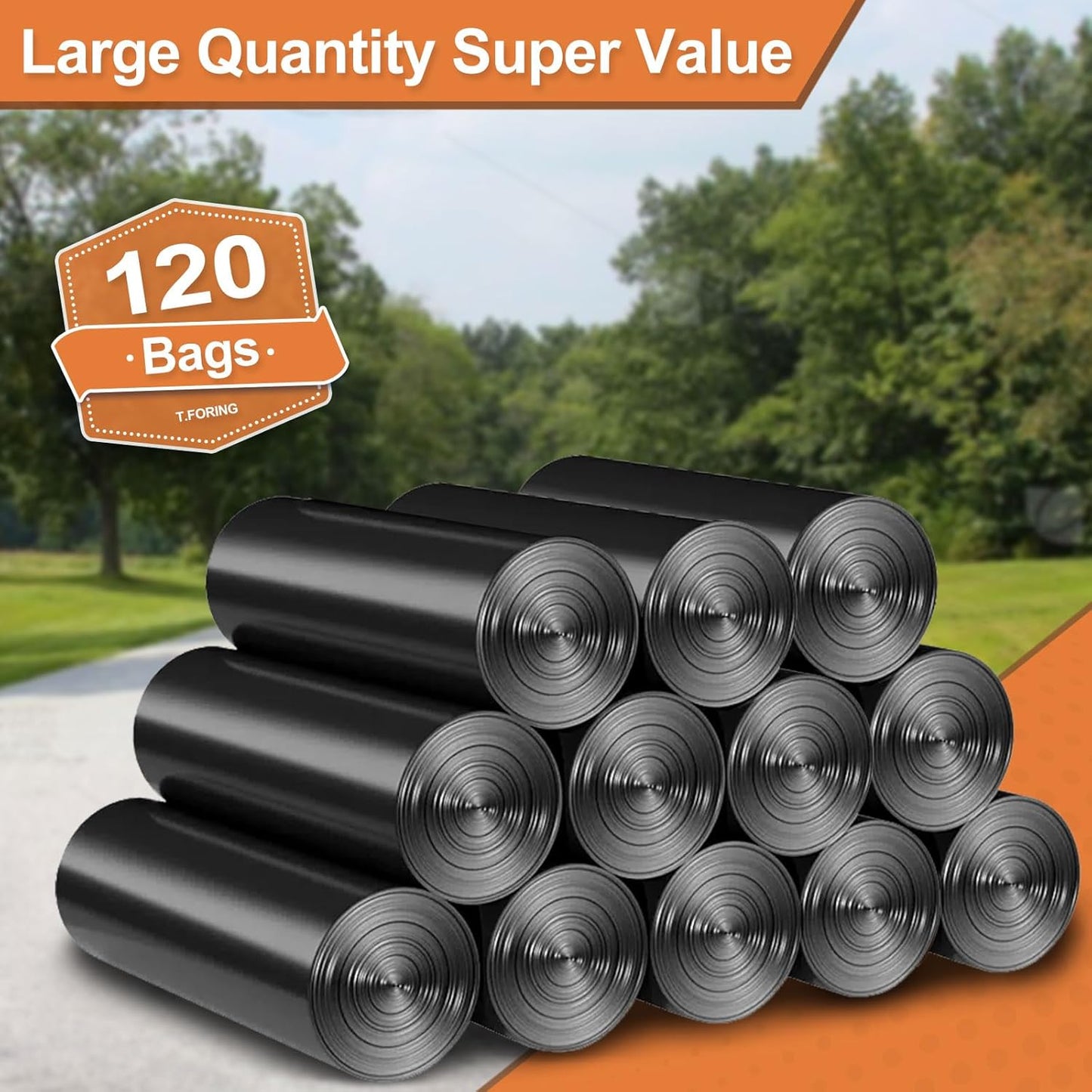 50-55 Gallon Black Trash Bags 120 Count - 40''x50'' Extra Large 50+ Gallon Garbage Bags,Unscented