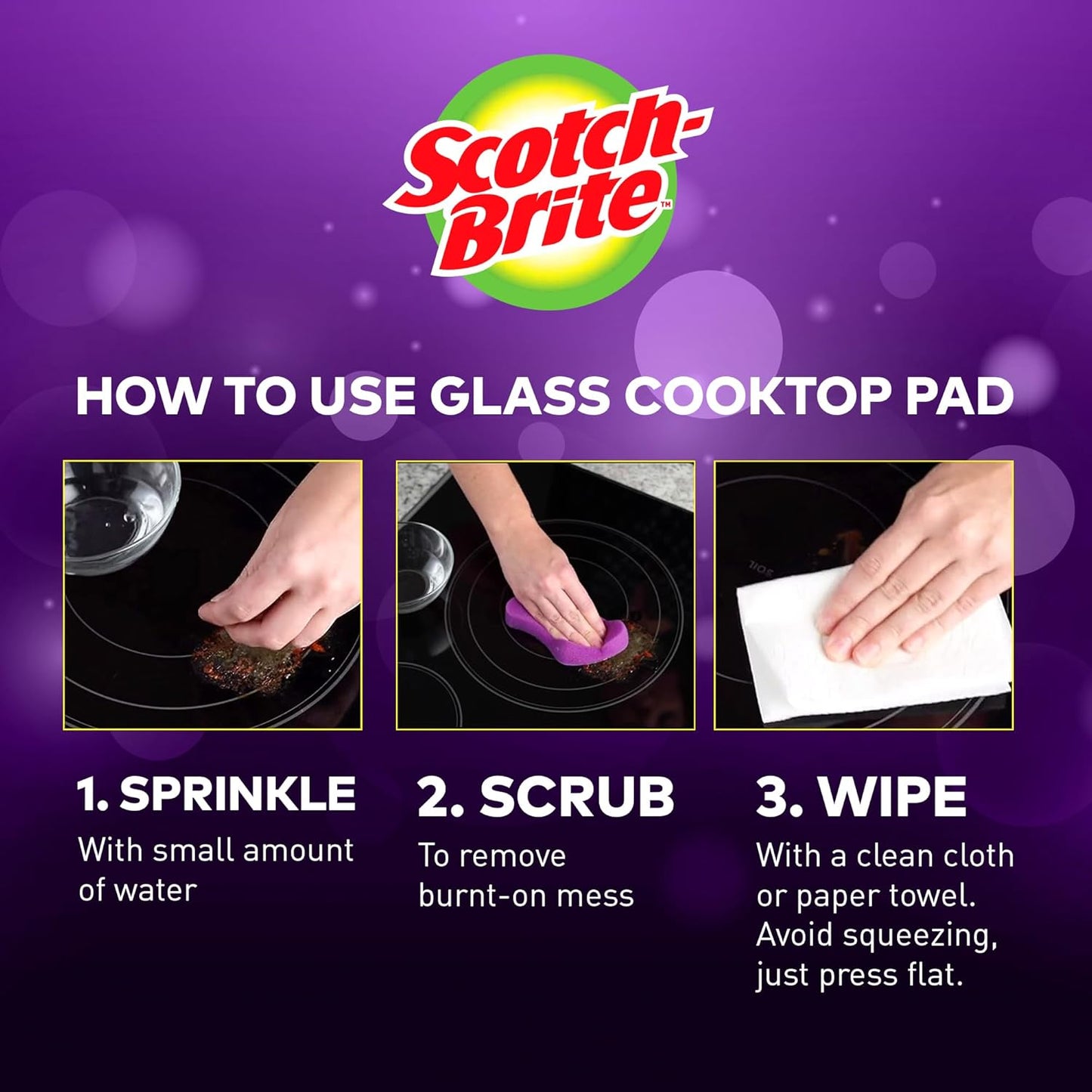 Scotch-Brite Glass Cooktop Pads, Scratch-Free & Non-Abrasive Scrubbers for Glass or Ceramic