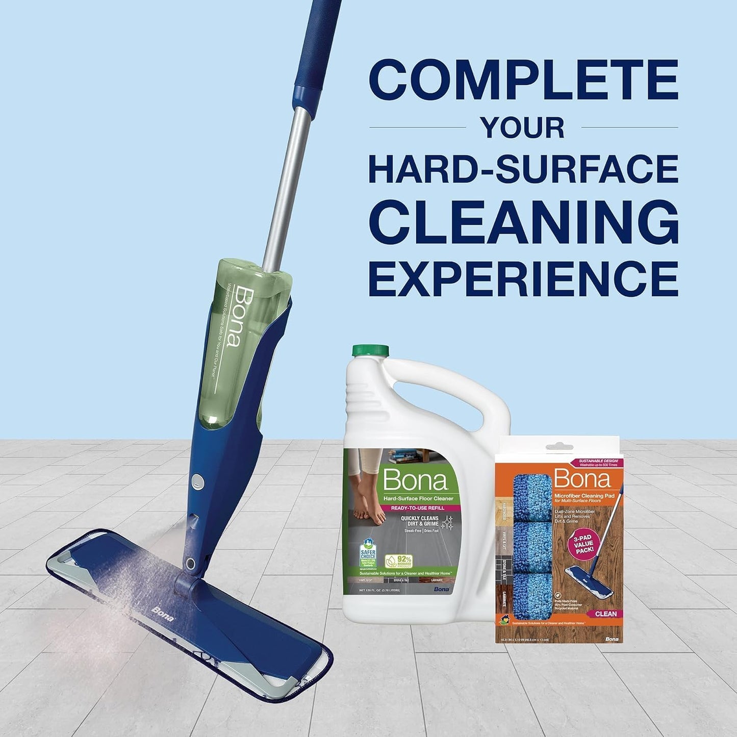 Bona Multi-Surface Floor Cleaner Refill - 128 fl oz - Unscented - Refill for Bona Spray Mops and