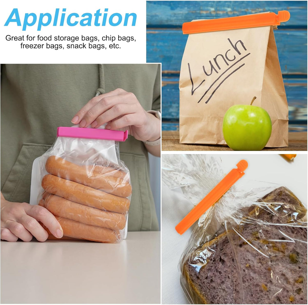 PATIKIL Sealing Clips 4.3 Inch, 10 Pack Reusable Plastic Bag Clip Clamp Sealer for Food Storage
