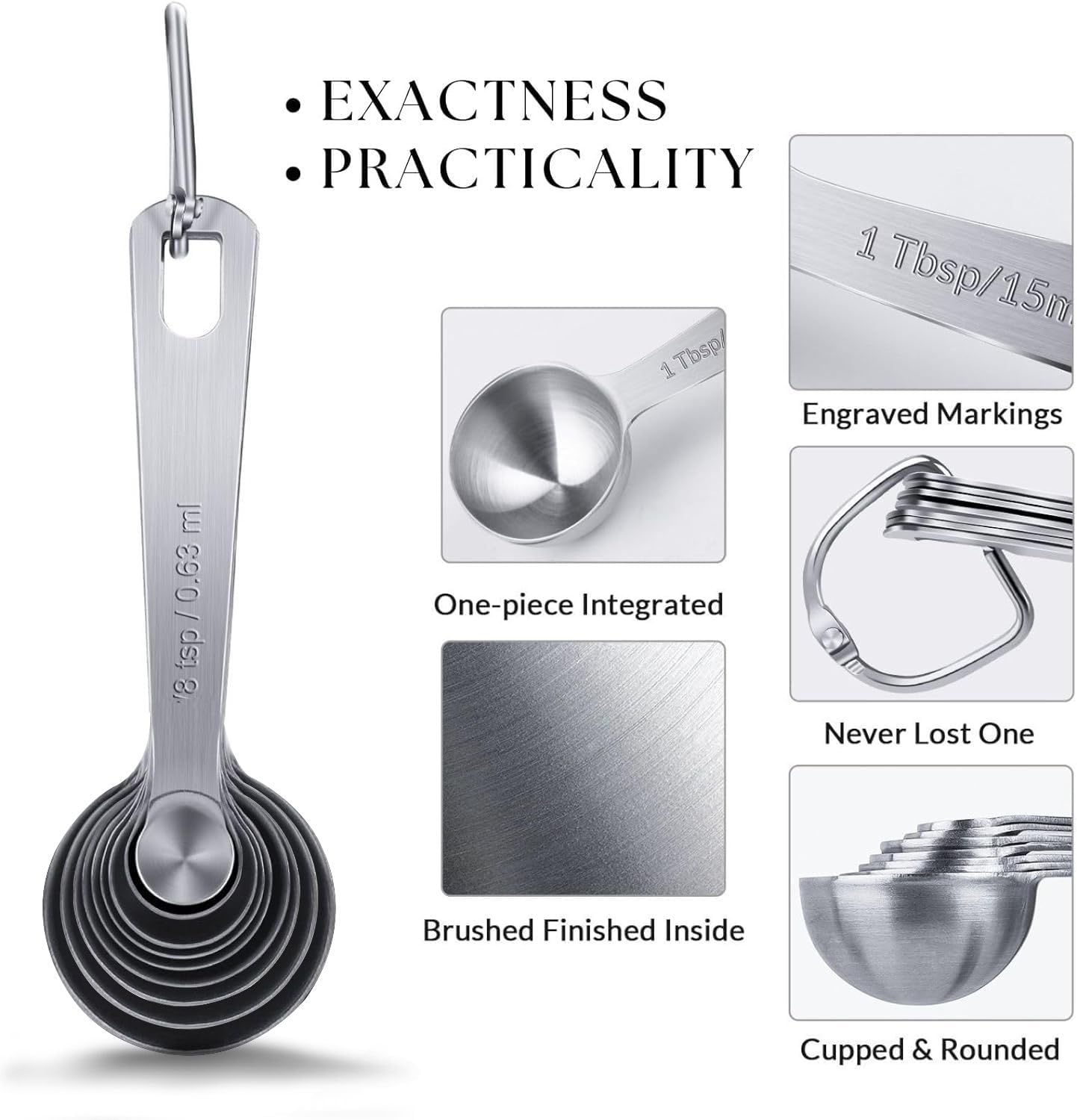 9PCS Measuring Spoons Set Stainless 1 tbsp, 1/2 tbsp, and 1-1/16tsp Steel Measuring Spoons for