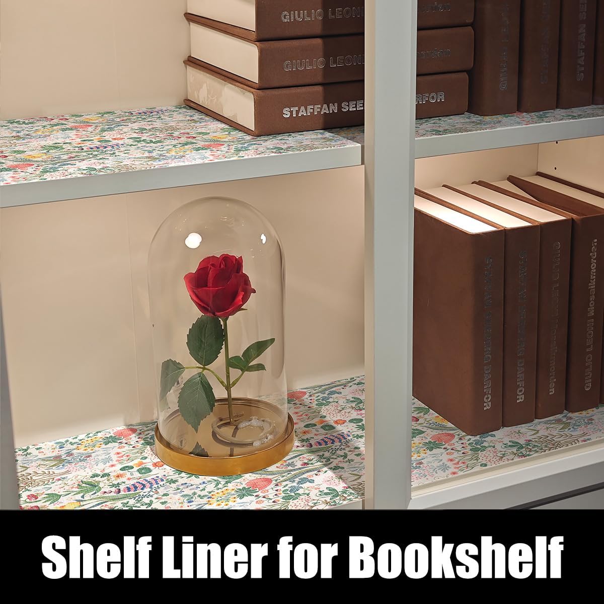 Floral Shelf Drawer Liners, 16IN x 10FT Non Adhesive and Strong Non-Slip Colorful Cabinet Drawer