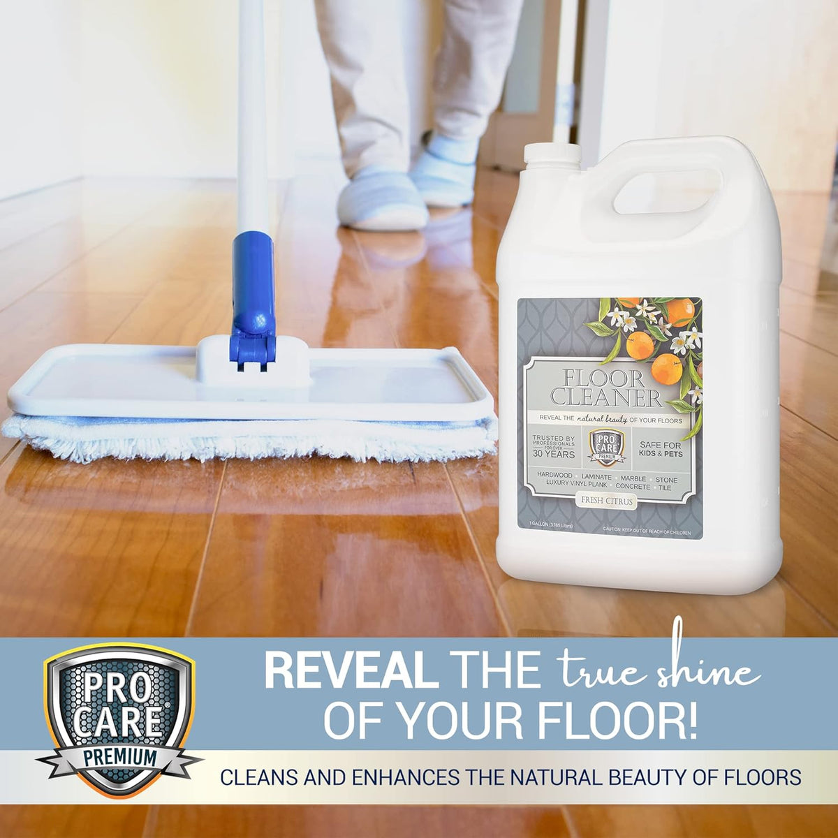 ProCare Floor Cleaner (Made in USA) | Tile, Stone, Laminate, Vinyl & Natural Wood Floor Cleaner for