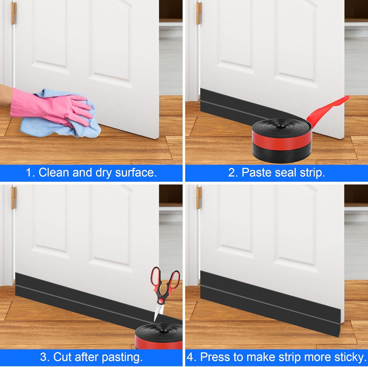 ToLanbbt Weather Stripping Silicone Door Seal Strip 1 in x 20 ft Door Draft Stopper Self Adhesive