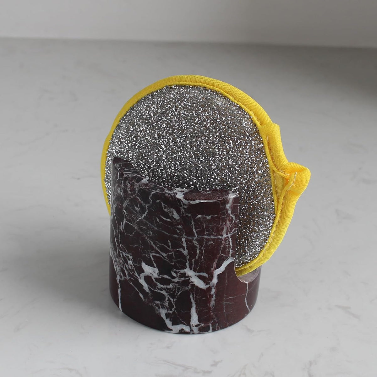 Natural Rosa Levanto Marble Sponge Holder for Kitchen Counter, Drying Rack, Sponge Caddy for Sink