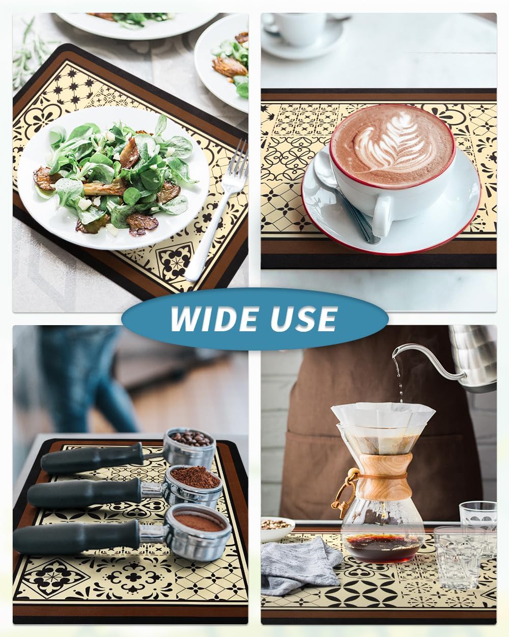 AMOAMI Coffee Mat Hide Stain Rubber Backed Absorbent Dish Drying Mat for Kitchen Counter - Fits
