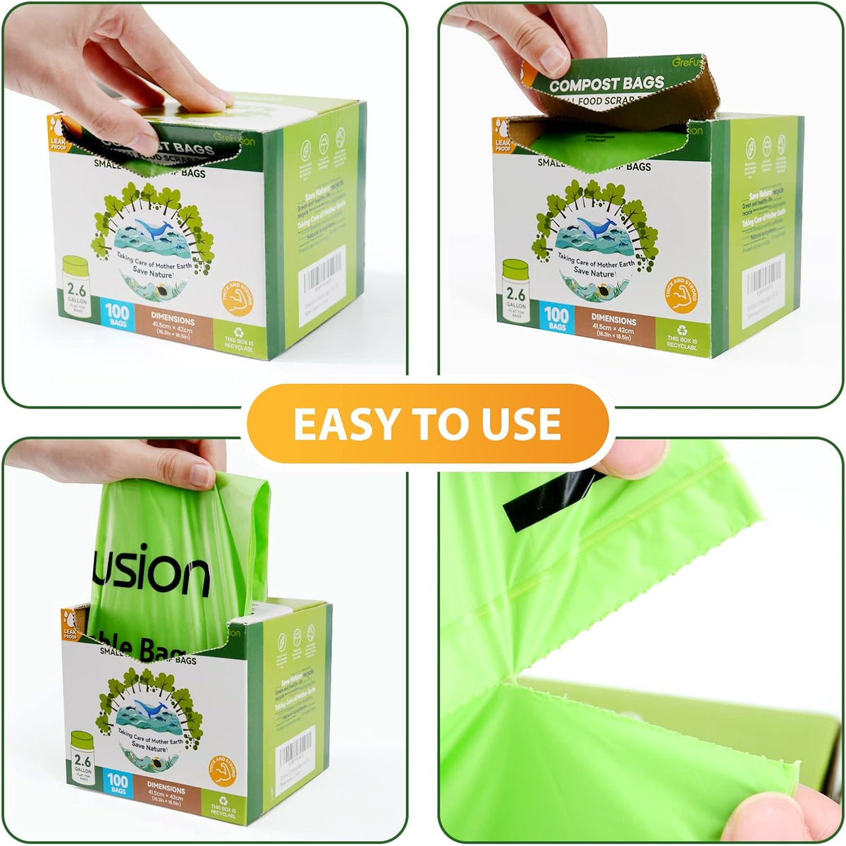 Compostable Bags,Trash bags 13+ gallon tall kitchen, Compostable Trash Lawn & Leaf Yard Waste