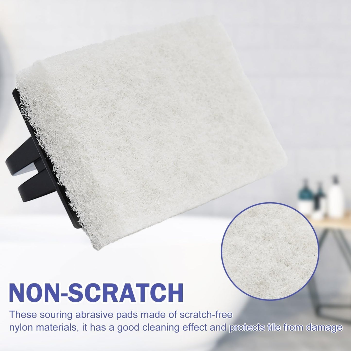 YoleShy Handled Scrubber Set, Non-Scratch Bathroom Scrubbing Pads, Bathtub Scrubber with Handle