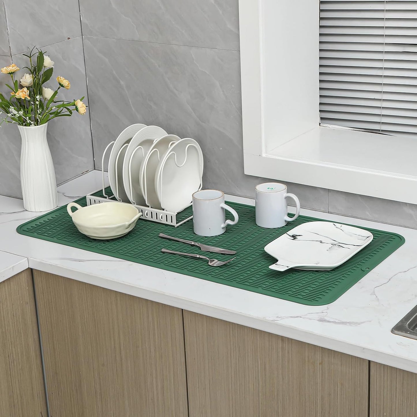 Silicone Dish Drying Mat for Multiple Usage,Easy clean,Eco-friendly,Heat-resistant Silicone Mat for