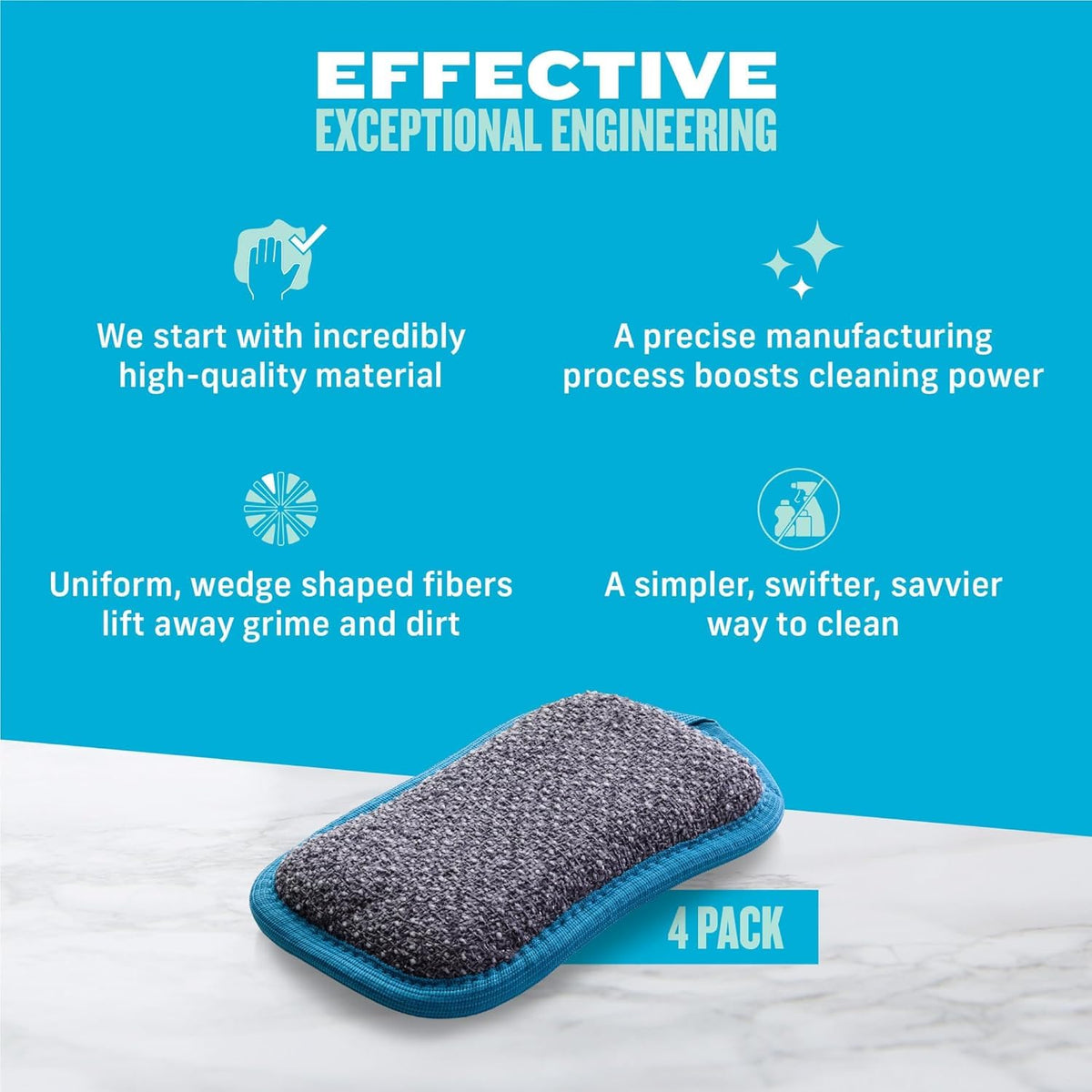 E-Cloth Washing Up Scrub Pad, Sponge for Cleaning - 4 Pack