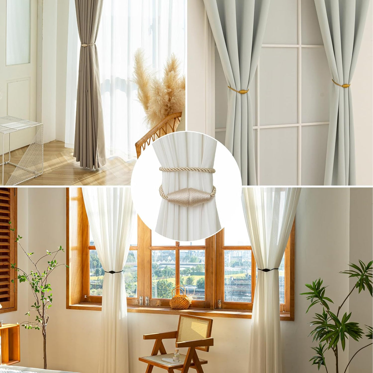 Magnetic Curtain Tiebacks 2 Pack Outdoor Rope Curtain Tie Backs Decorative Window Treatment