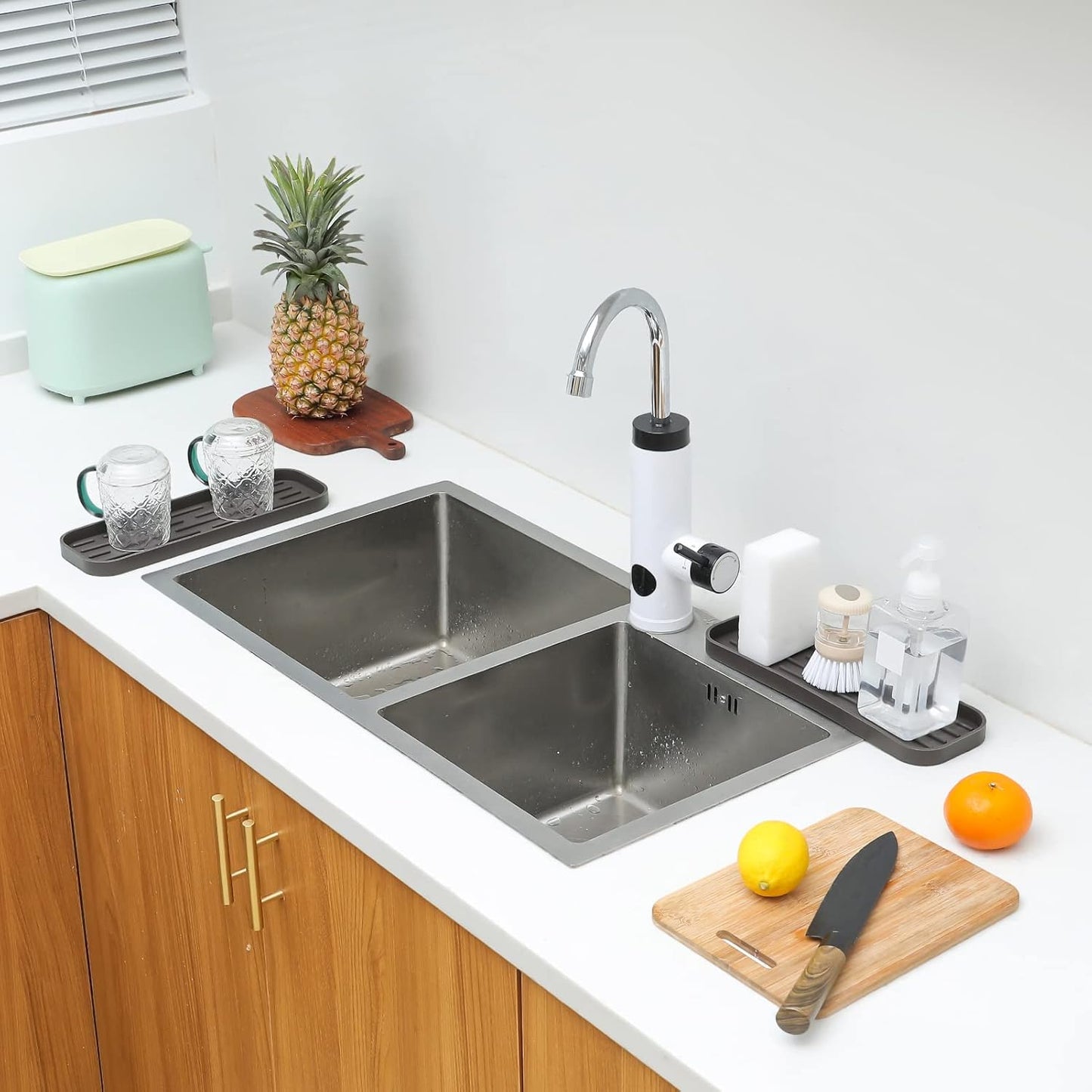 Silicone Kitchen Sink Organizer Tray for Multiple Usage,Eco-Friendly Sponges Holder for Kitchen