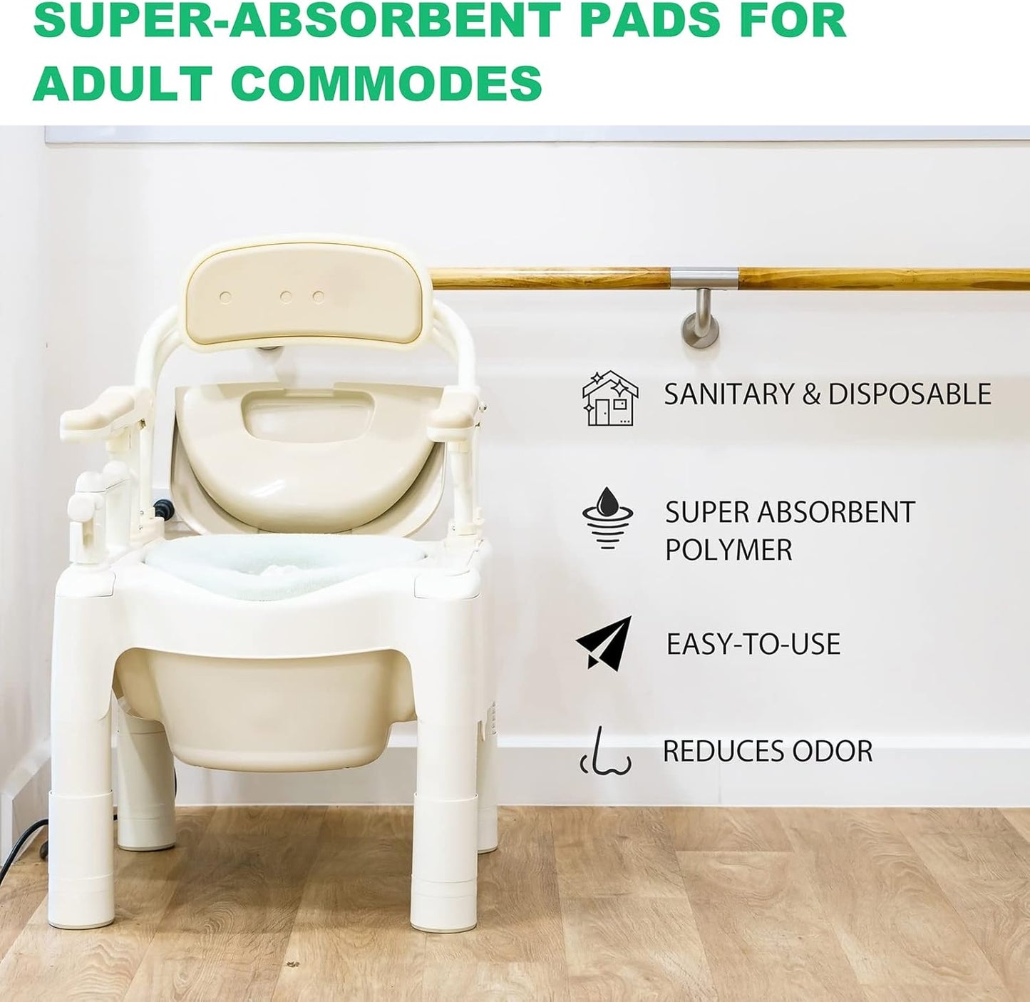 LaSyL Super Absorbent Commode Pads - 100 Count Wholesale Value Pack - for Camping Portable Toilet