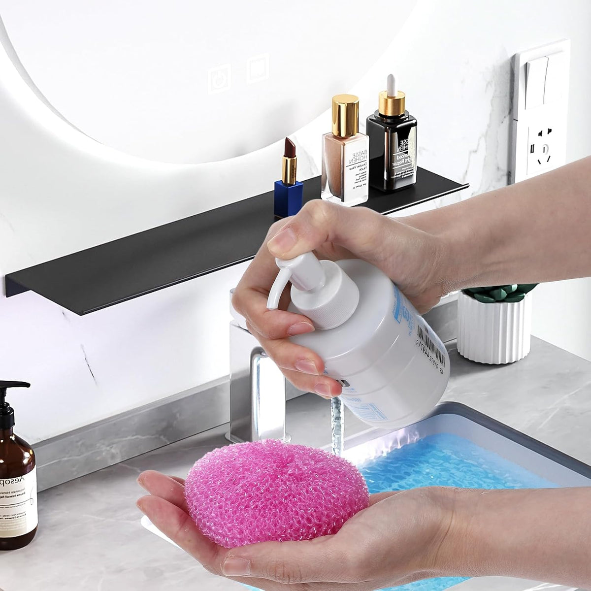 100 Pcs Plastic Scrubbers for Dishes, Round Pot Scrubbers for Kitchen Non Scratch Scouring Pads