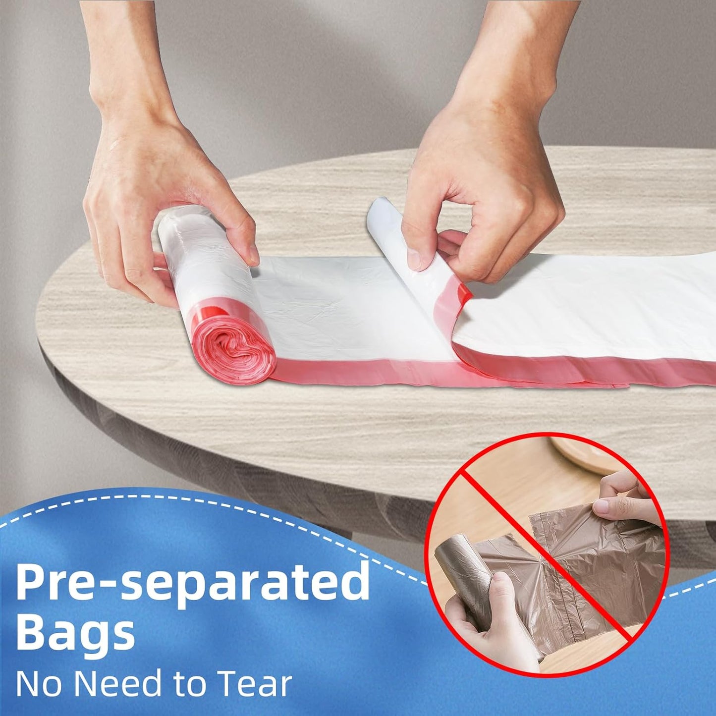 13.2 Gallon Tall Kitchen Drawstring Trash Bags, 200 Count Pre-separated Garbage Bags, Unscented