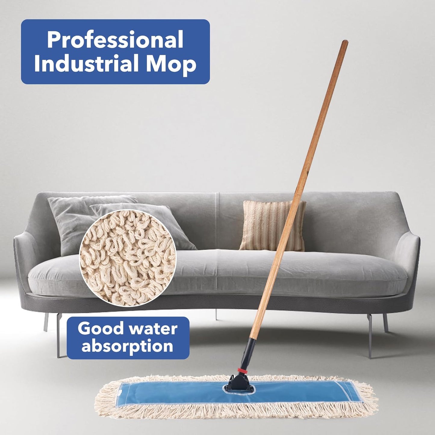 Matthew Cleaning 36'' Industrial Strength Cotton Dust Mop Refill Washable Replacement Heads for