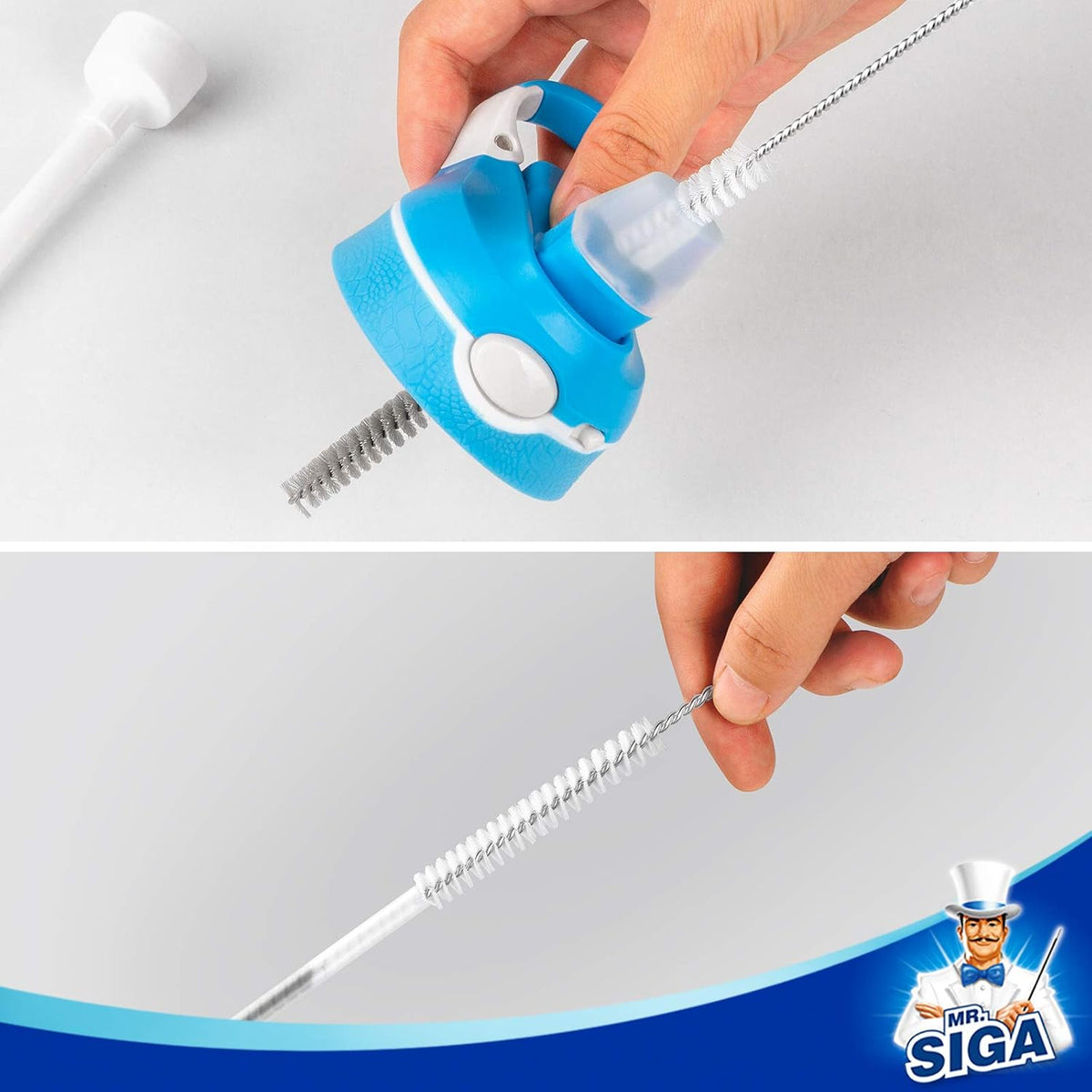 MR.SIGA 5 Pack Bottle Brush Cleaning Set with Storage Holder, Cleaning Brushes for Long Narrow Neck