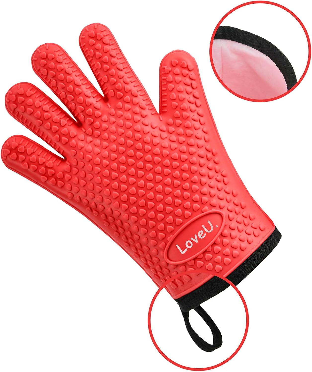 Kitchen Oven Gloves - Silicone and Cotton Double-Layer Heat Resistant Oven Mitts/BBQ Gloves/Grill