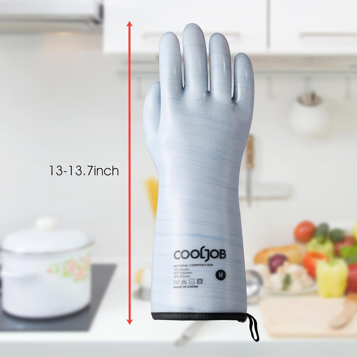 COOLJOB Heat Resistant Oven Gloves, Waterproof Liquid Silicone BBQ Grilling Gloves for Barbecue