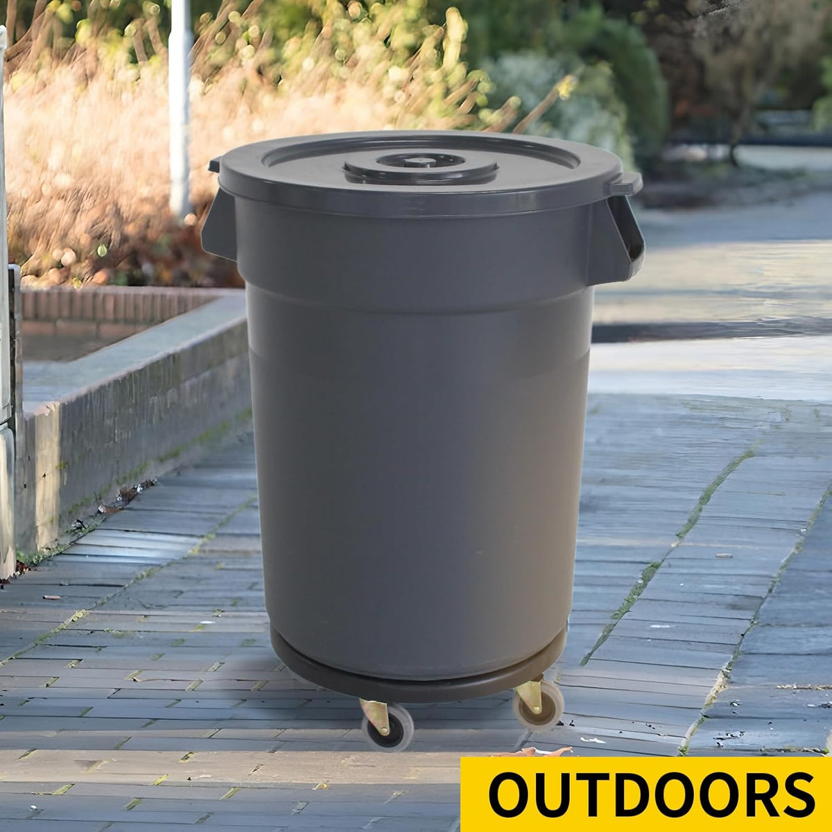 32 Gallon Outdoor Trash Can, Outdoor Trash Can with Lid and Removable Wheels, Rolling Garbage Can