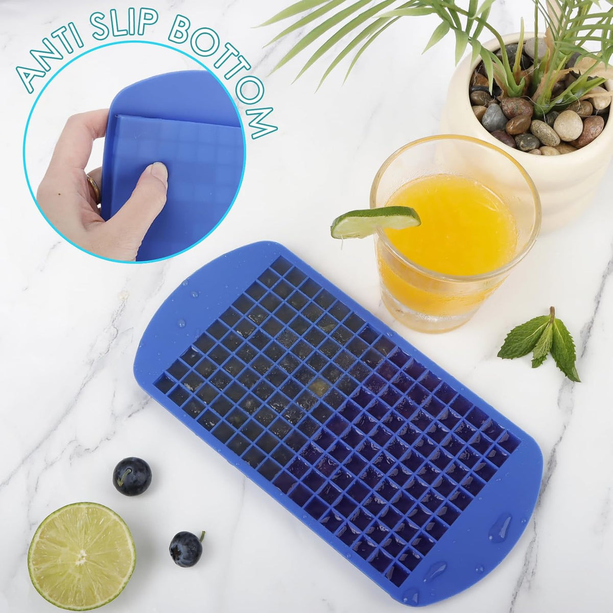 Silicone Mini Ice Cube Trays 2 Pack, 160 Crushed Ice Cube Molds, Easy Release Small Ice Cube Trays
