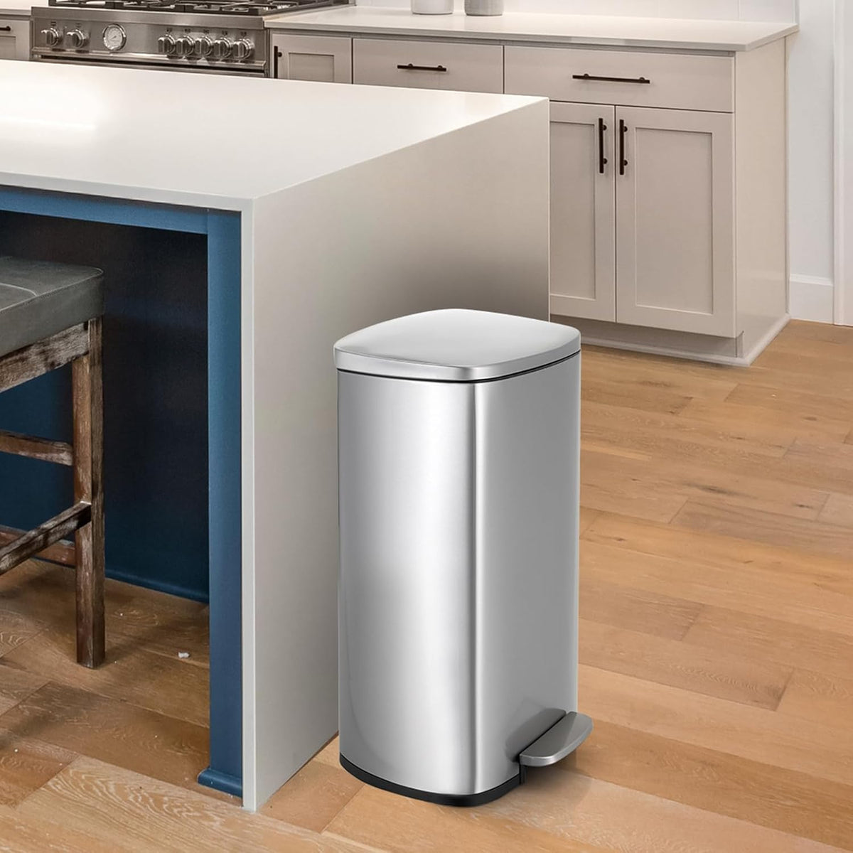 13.2 Gal Kitchen Trash Can, 50L Recycling or Garbage Bin, Brushed Stainless Steel Waste Basket