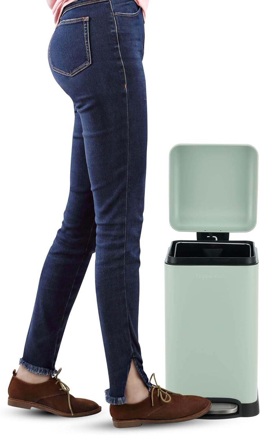 happimess HPM1012I Betty Retro Mini 3.2-Gallon Step-Open Trash Can, Fingerprint Resistant, Modern