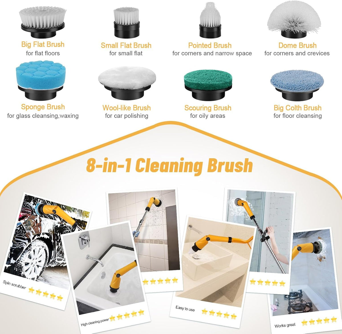 Qimedo 1500 RPM Electric Spin Scrubber with Two Batteries Q2 Pro, Cordless Battery Powered Shower