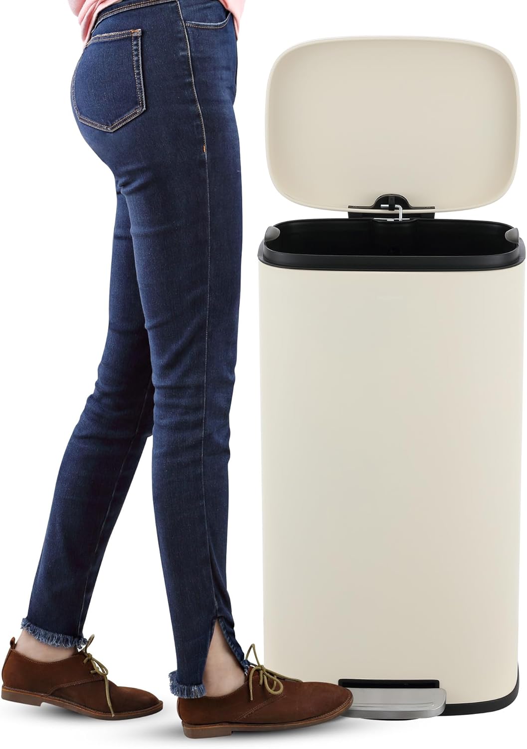 happimess HPM1006F Connor Rectangular 13-Gallon Trash Can with Soft-Close Lid and Free Mini Trash