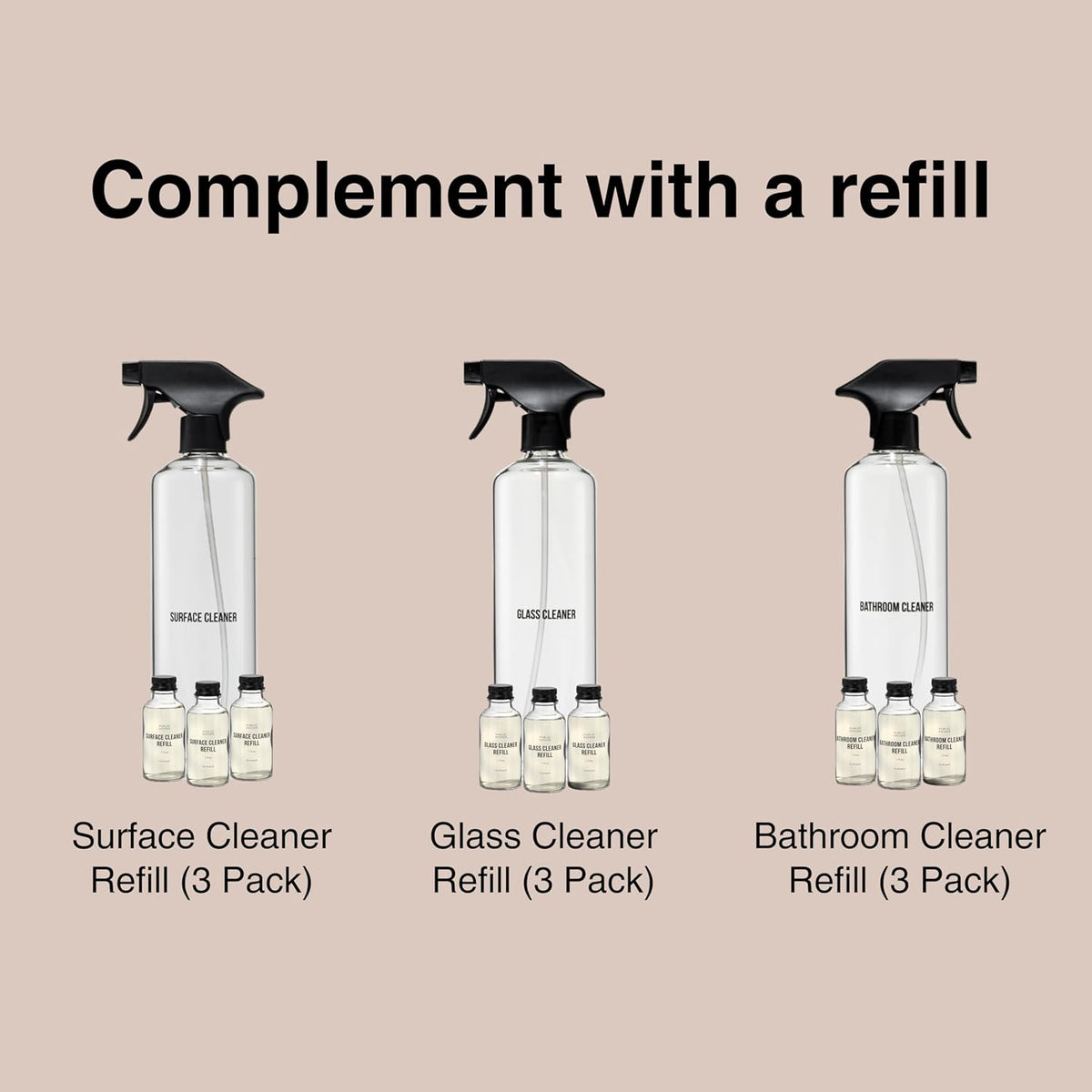 Public Goods Empty Glass Spray Bottle for Multi-Surface Cleaner | Refillable Spray Bottle for