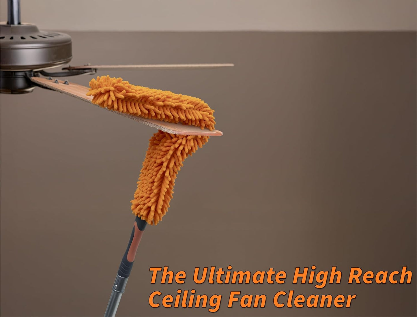 Ceiling Fan Blade Duster Cleaner with 4-14 ft Extension Pole (20ft Reach) // Flexible Fan Cleaner