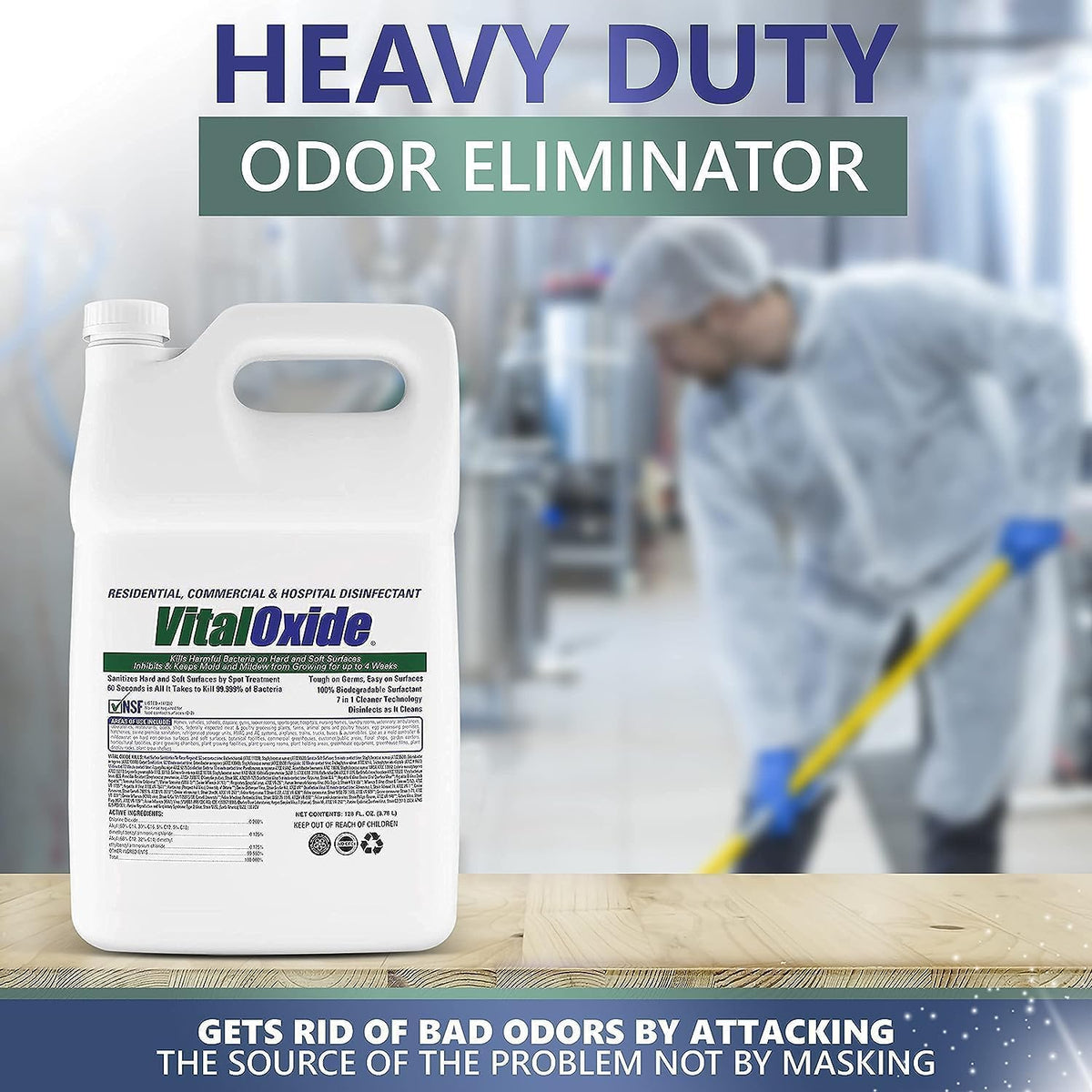 Vital Oxide Disinfectant, Deodorizer, Cleaner, Food-Contact Sanitizer, Virucide – (EPA registration