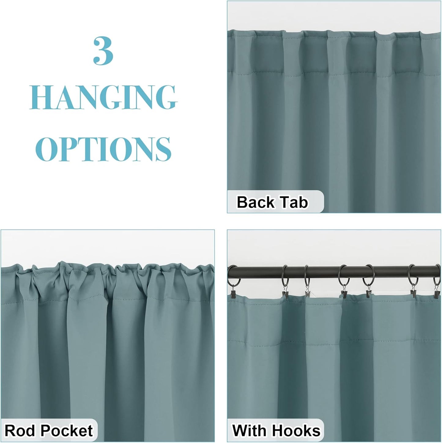 RYB HOME Kitchen Window Curtains - Blackout Privacy Half Window Curtains for Bedroom Bathroom