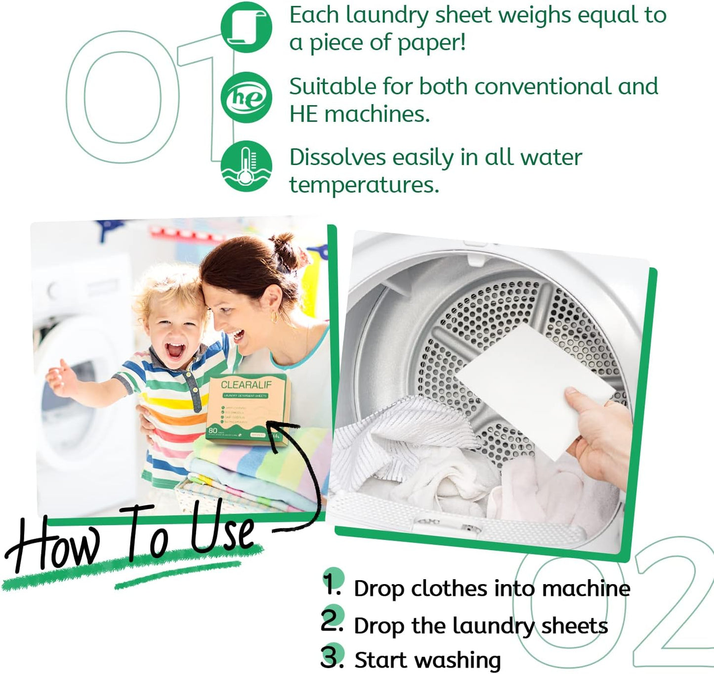 CLEARALIF Laundry Detergent Sheets (480 Loads), Unscented,Great For Travel, Apartments, Dorms