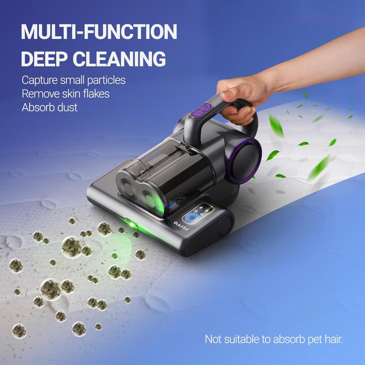 FEPPO Mattress Vacuum Cleaner, 16Kpa Bed Vacuum Cleaner with 253.7nm UV-C Light, 140°F Heat, HEPA
