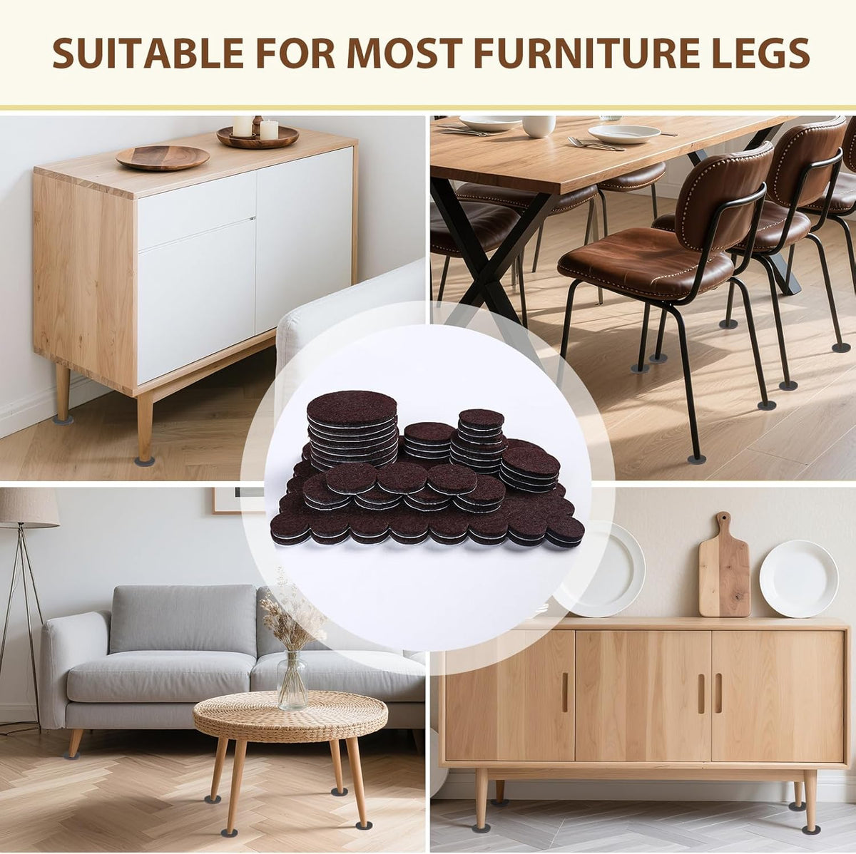 Ezprotekt 330 Pcs Felt Furniture Pads for Hardwoods Floors, Self Adhesive Cuttable Chair Felt Pads