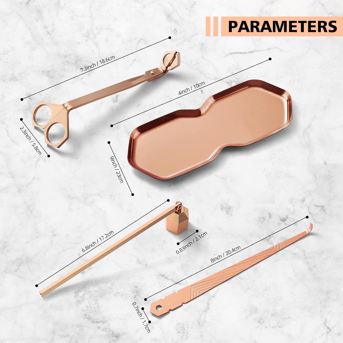 PATOISE 4 in 1 Candle Accessory Set, Wick Trimmer, Candle Snuffer, Wick Scoop,Storage Tray,Perfect