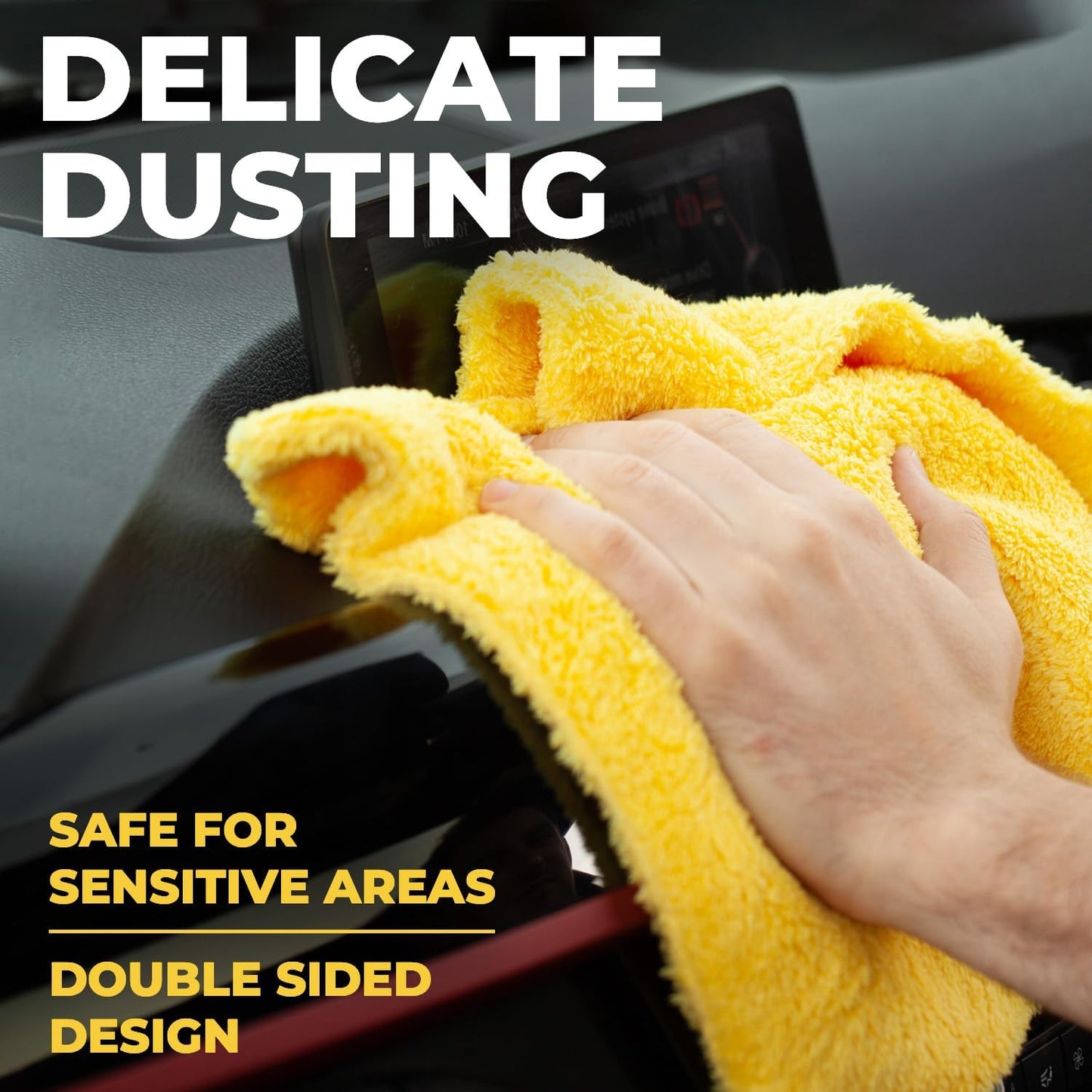 Edgeless Microfiber Towels for Cars – 6pk (12”x12”) - 540 GSM - Super Soft Detailing & Buffing